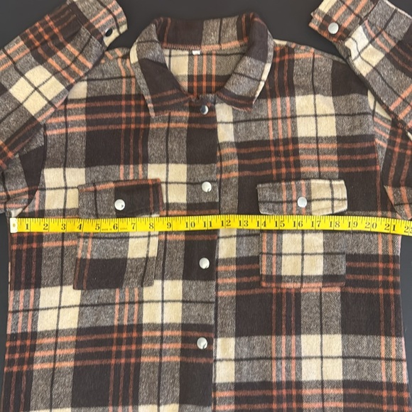 Oversized Lumberjack Brown Plaid Button Shirt - Picture 6 of 16